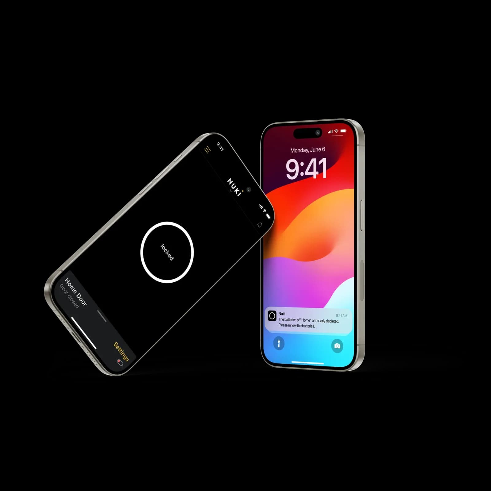 Nuki App pil durumu uyarı ekranı